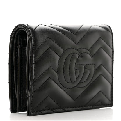 Gucci Calfskin Matelasse GG Marmont Card Case Wallet Black 3 of 8