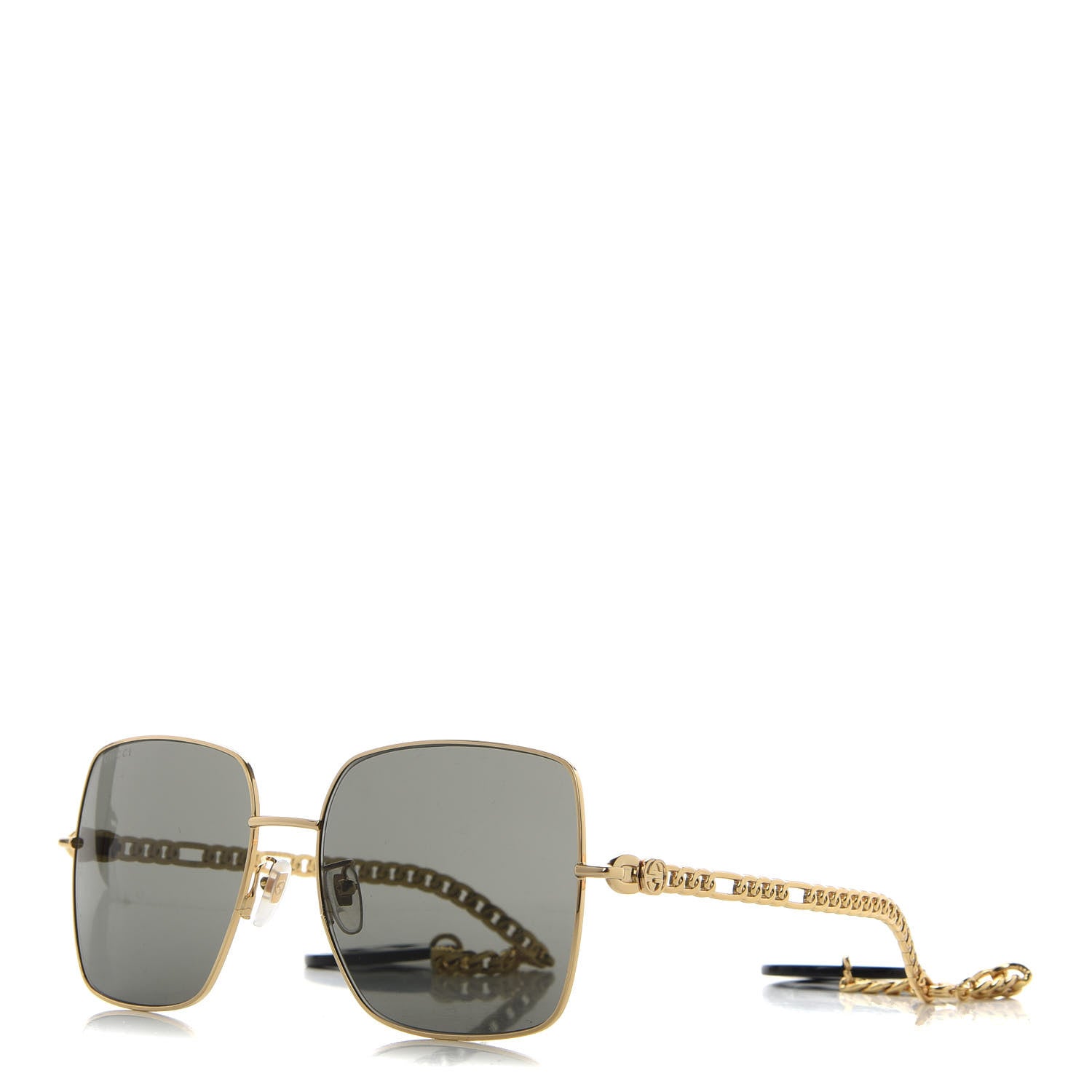 Gucci Square Frame Oversized Sunglasses GG0724S Gold 1 of 8