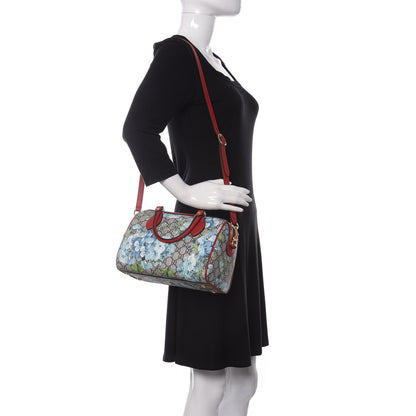 Gucci GG Supreme Monogram Blooms Small Boston Beige Blue Navy Hibiscus Red 2 of 10