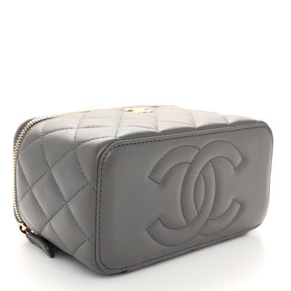 Chanel Lambskin Quilted Small Top Handle Vanity Case With Chain Dark Grey 4 of 12
