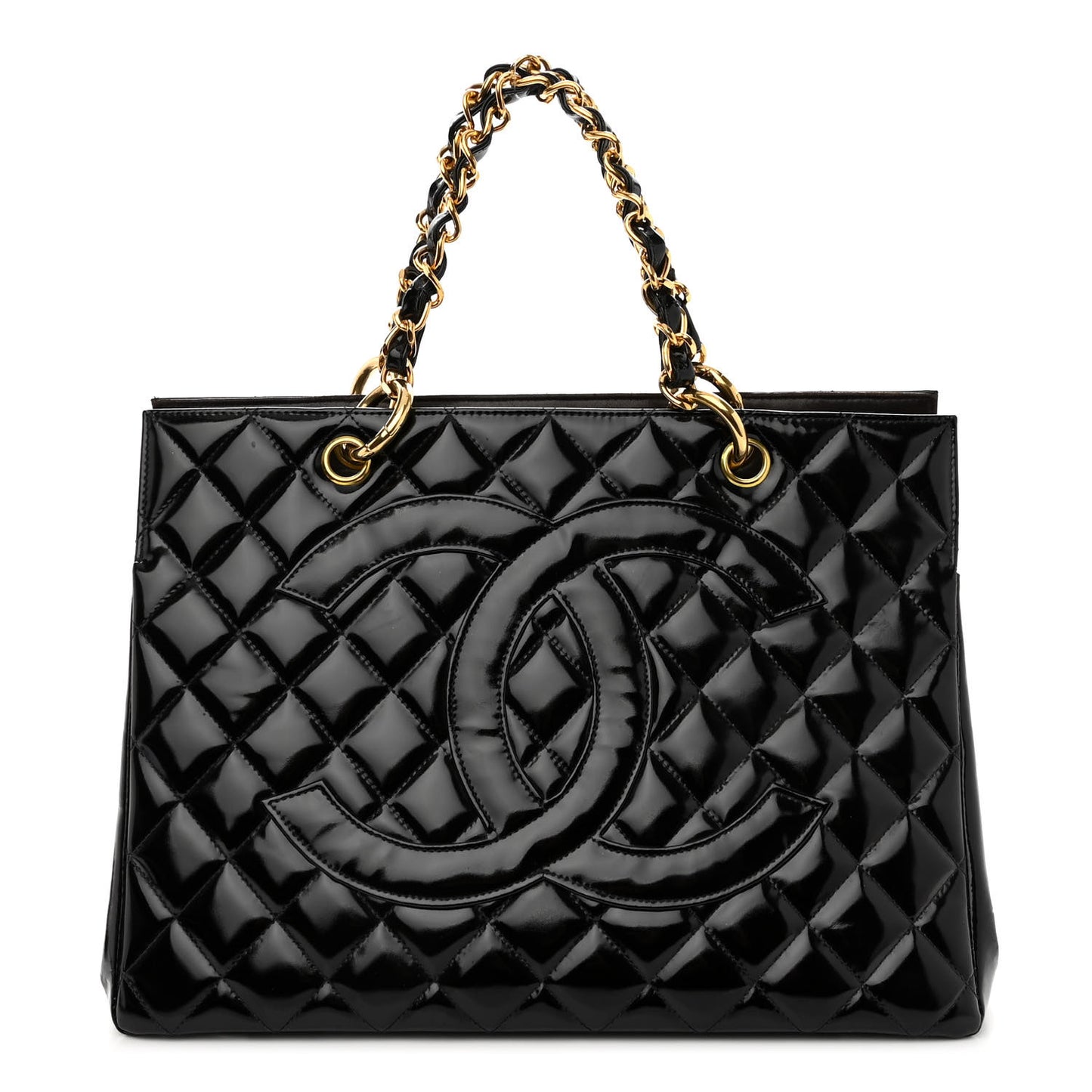 Patent Quilted Grand Shopping Tote GST Black