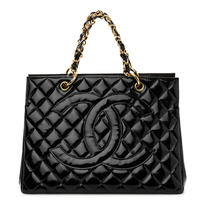 Chanel Patent Quilted Grand Shopping Tote GST Black 1 of 11