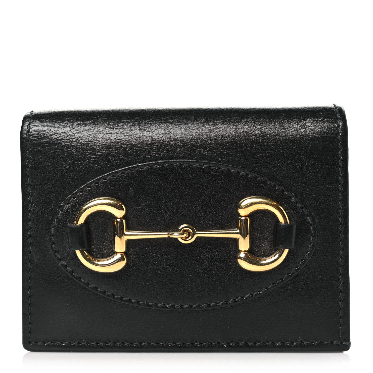 Gucci Boarded Plutone Calfskin Horsebit 1955 Card Case Wallet Black 1 of 7