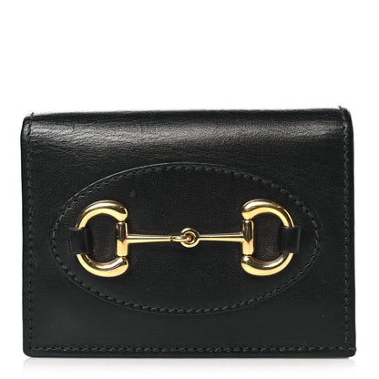 Gucci Boarded Plutone Calfskin Horsebit 1955 Card Case Wallet Black 1 of 7