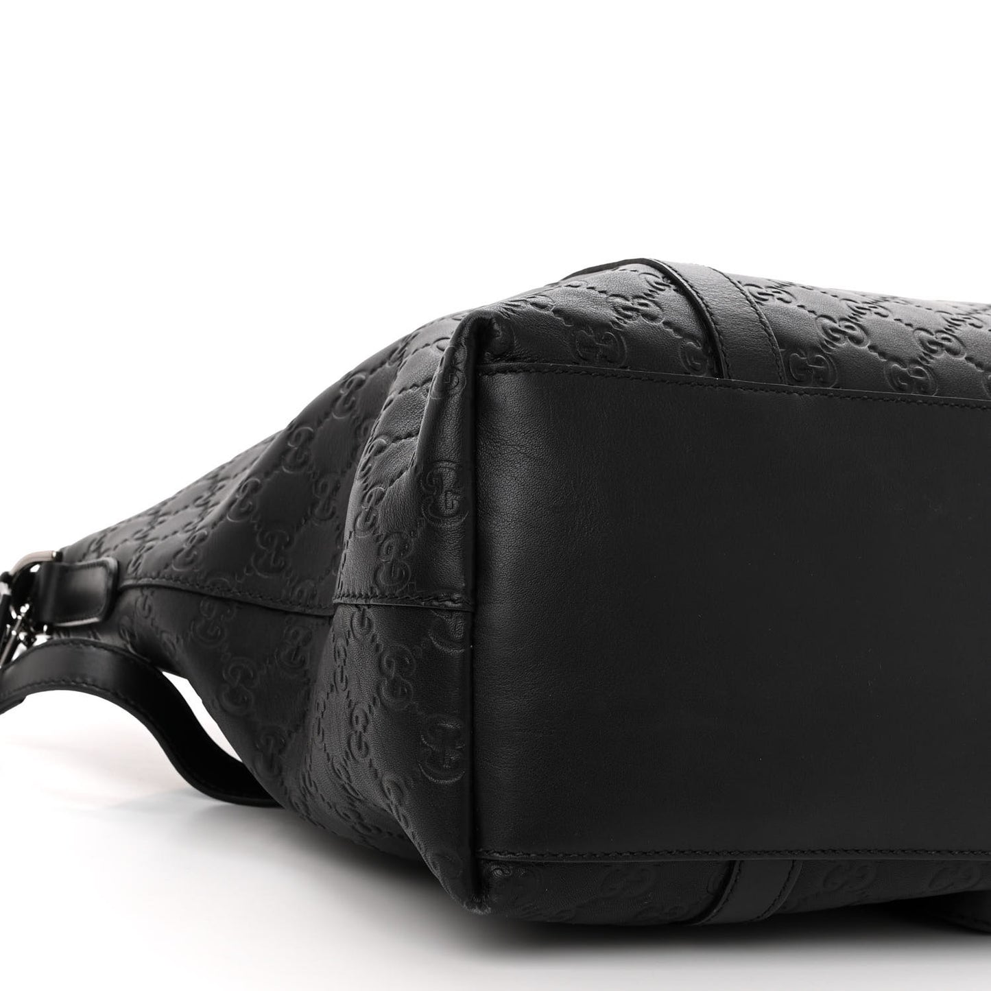 Guccissima Large GG Charm Convertible Dome Satchel Black