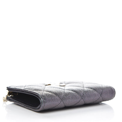 Chanel Iridescent Caviar Quilted Zipped Key Holder Case Black 4 of 9