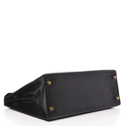 Hermes Lizard Kelly Sellier 32 Black 5 of 35