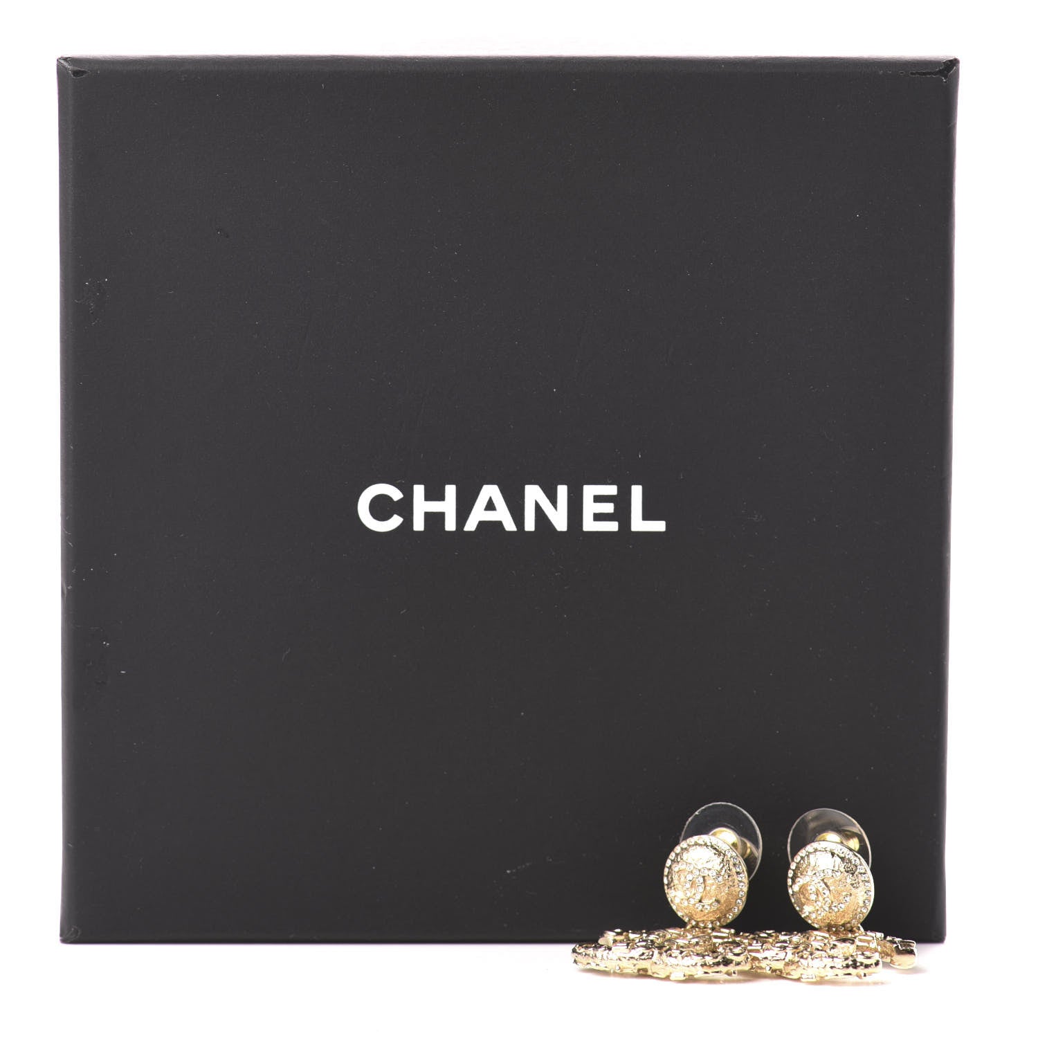 Chanel Crystal CC Drop Earrings Gold 6 of 6
