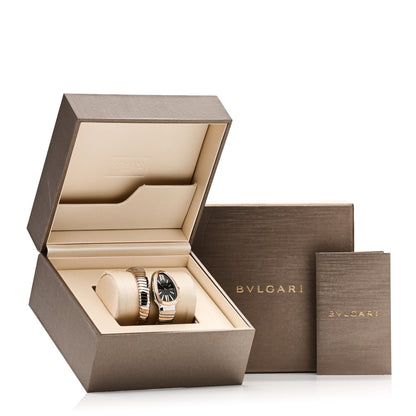 Bulgari Stainless Steel 18K Rose Gold Diamond Bezel 35mm Serpenti Tubogas Quartz Watch Black 5 of 5