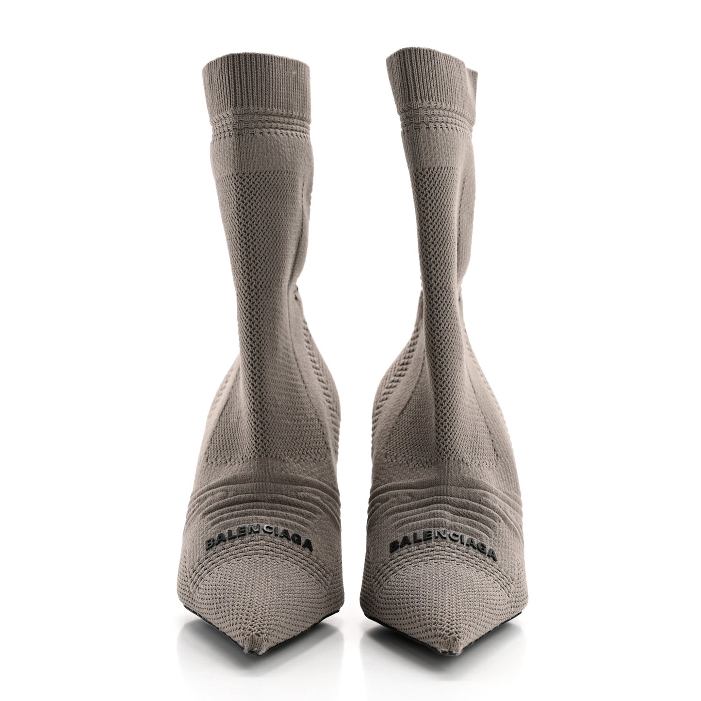 Textured Recycled Knit Logo Extreme Pointed Toe Knife 2.0 Booties 36 Dark Biege