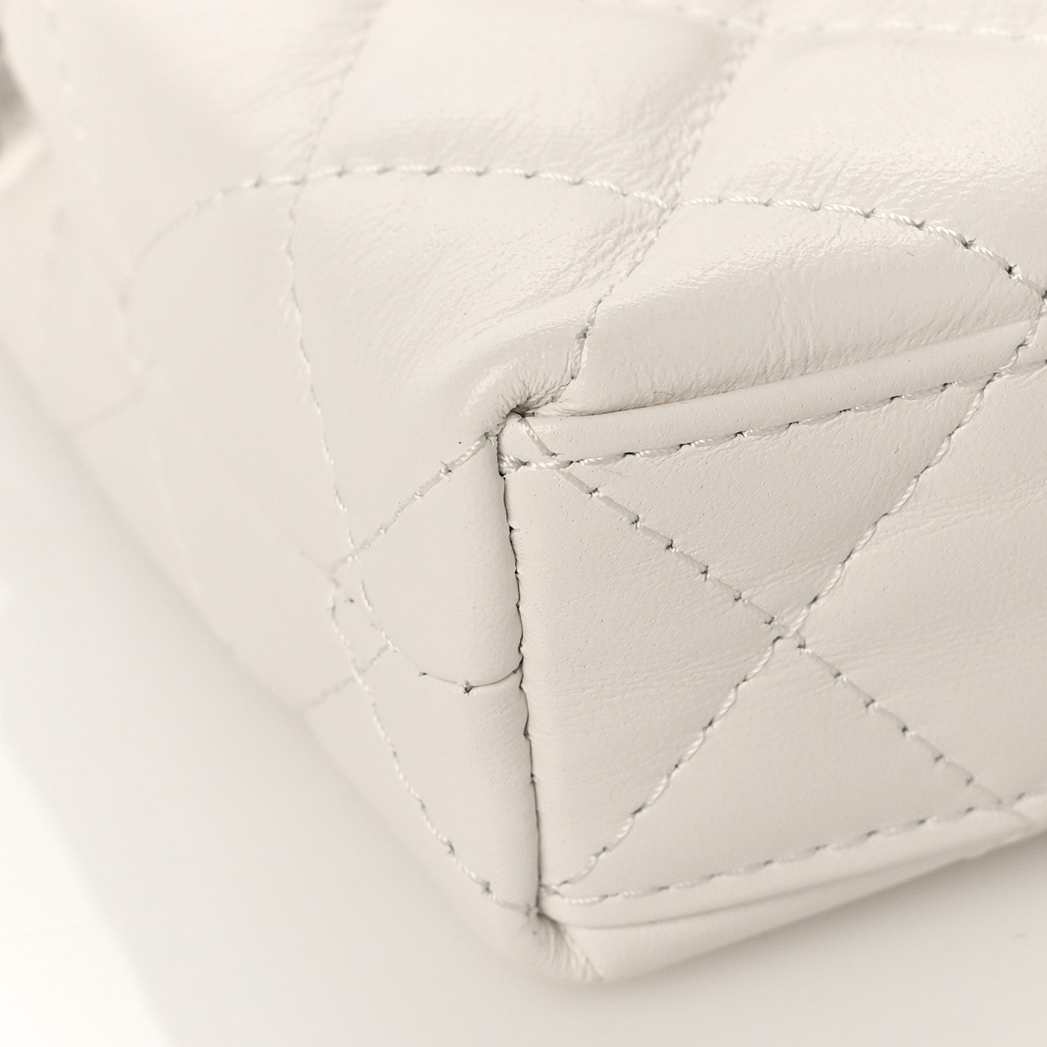 Chanel Shiny Aged Calfskin Quilted Mini Nano Kelly Shopper White 8 of 10