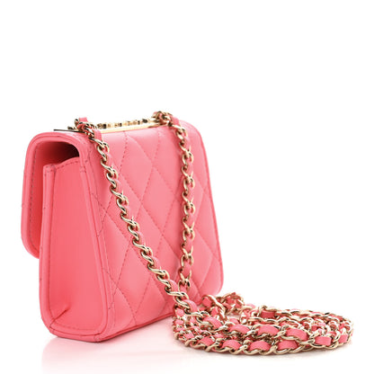 Chanel Lambskin Quilted Mini Trendy CC Clutch With Chain Coral Pink 3 of 11
