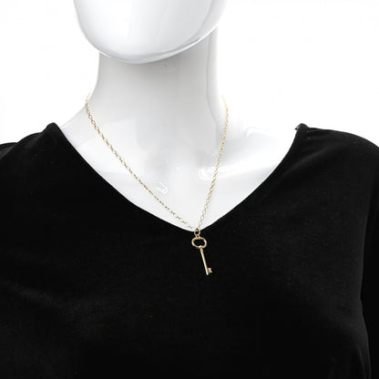 Tiffany 18K Yellow Gold Small Oval Key Pendant Link Necklace 2 of 8