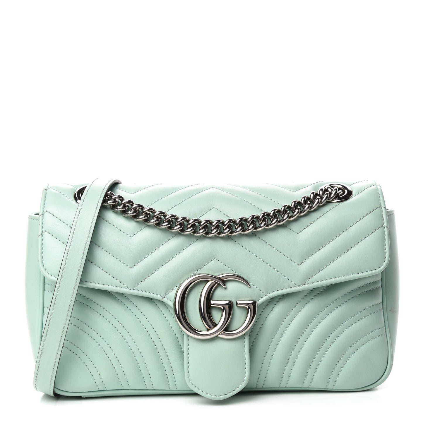Calfskin Matelasse Small GG Marmont Shoulder Bag Water Green