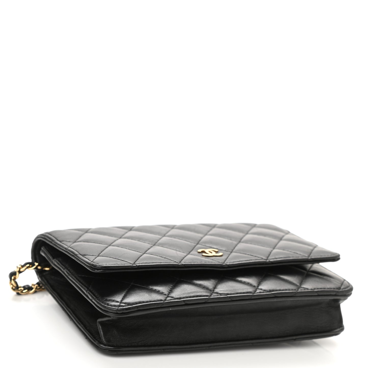 Lambskin Quilted Wallet On Chain WOC Black