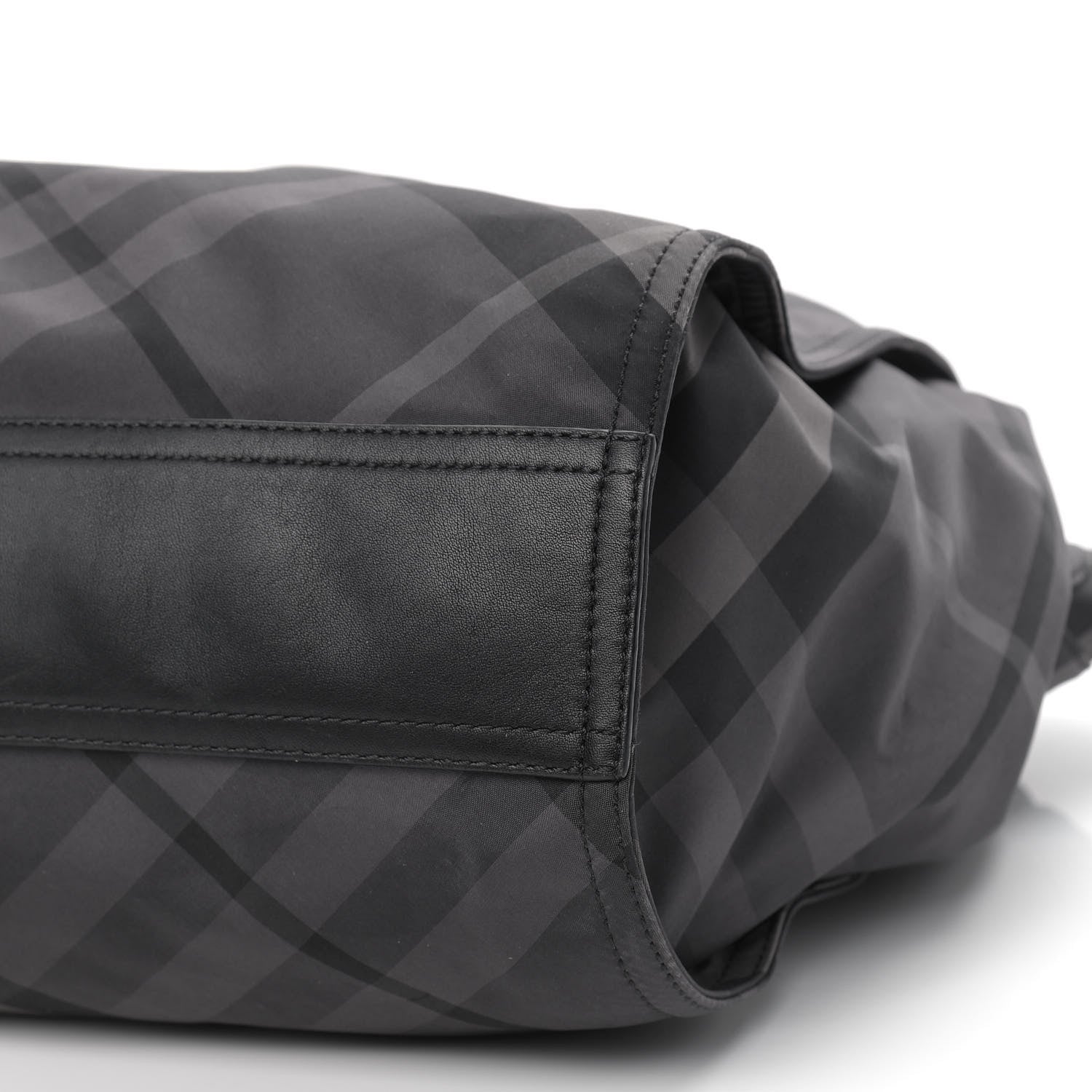 Burberry Nylon Check Small Buckleigh Packable Tote Charcoal 6 of 8