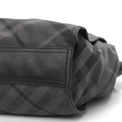 Burberry Nylon Check Small Buckleigh Packable Tote Charcoal 6 of 8