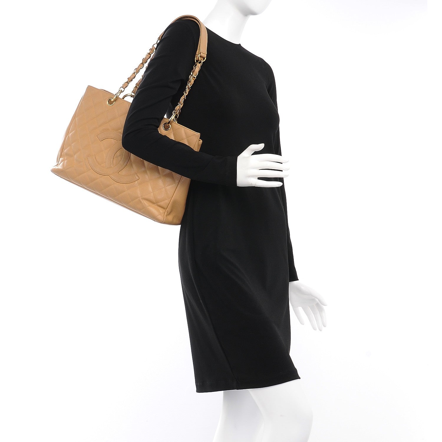 Chanel Caviar Quilted Grand Shopping Tote GST Beige 2 of 16