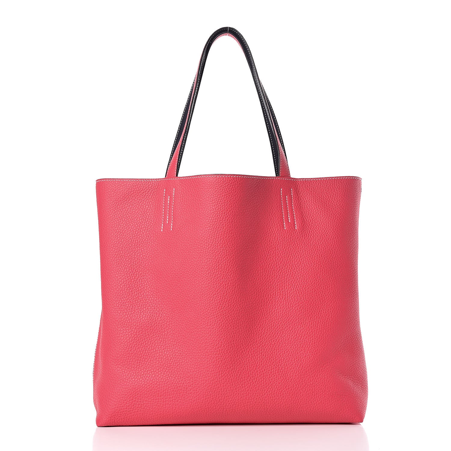 Hermes Taurillon Clemence Double Sens 36 Reversible Tote Bleu Nuit Rose Extreme 7 of 14