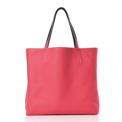 Hermes Taurillon Clemence Double Sens 36 Reversible Tote Bleu Nuit Rose Extreme 7 of 14