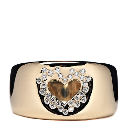 Tiffany 18K Yellow Gold Diamond Cutout Heart Wide Band Ring 53 6.5 1 of 4