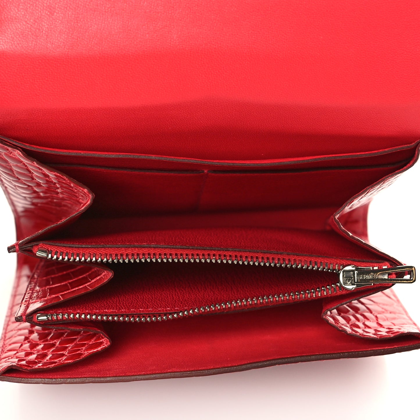 Shiny Alligator Constance Short Wallet Geranium