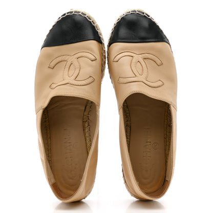 Chanel Lambskin CC Espadrilles 39 Beige Black 2 of 10