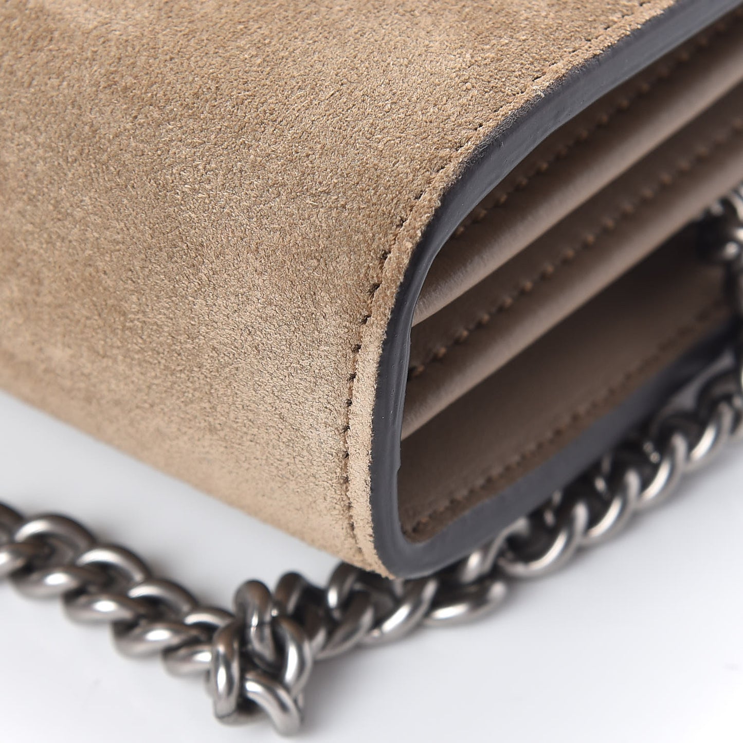 Suede Mini Dionysus Chain Wallet Beige