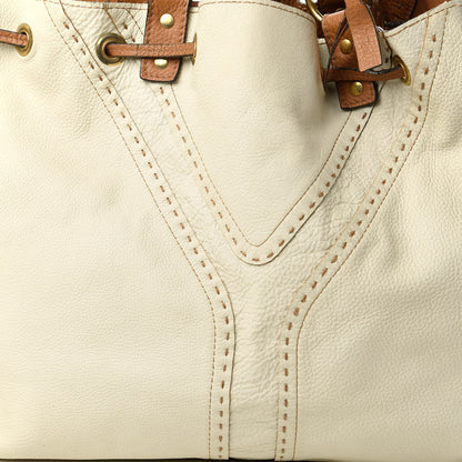 Saint Laurent Calfskin Reversible Double Sac Y Tote Tan Ivory 15 of 16