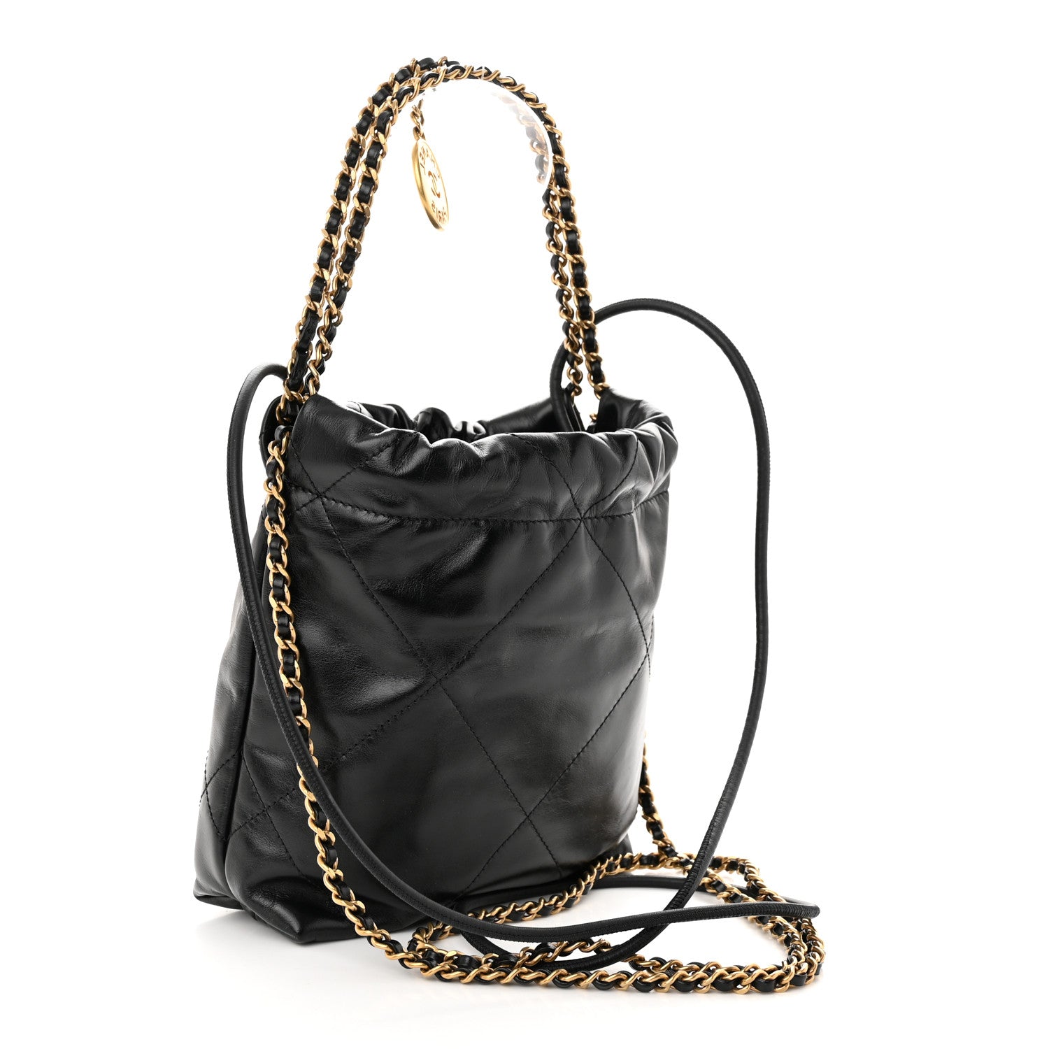Chanel Shiny Calfskin Quilted Mini Chanel 22 Black 3 of 11