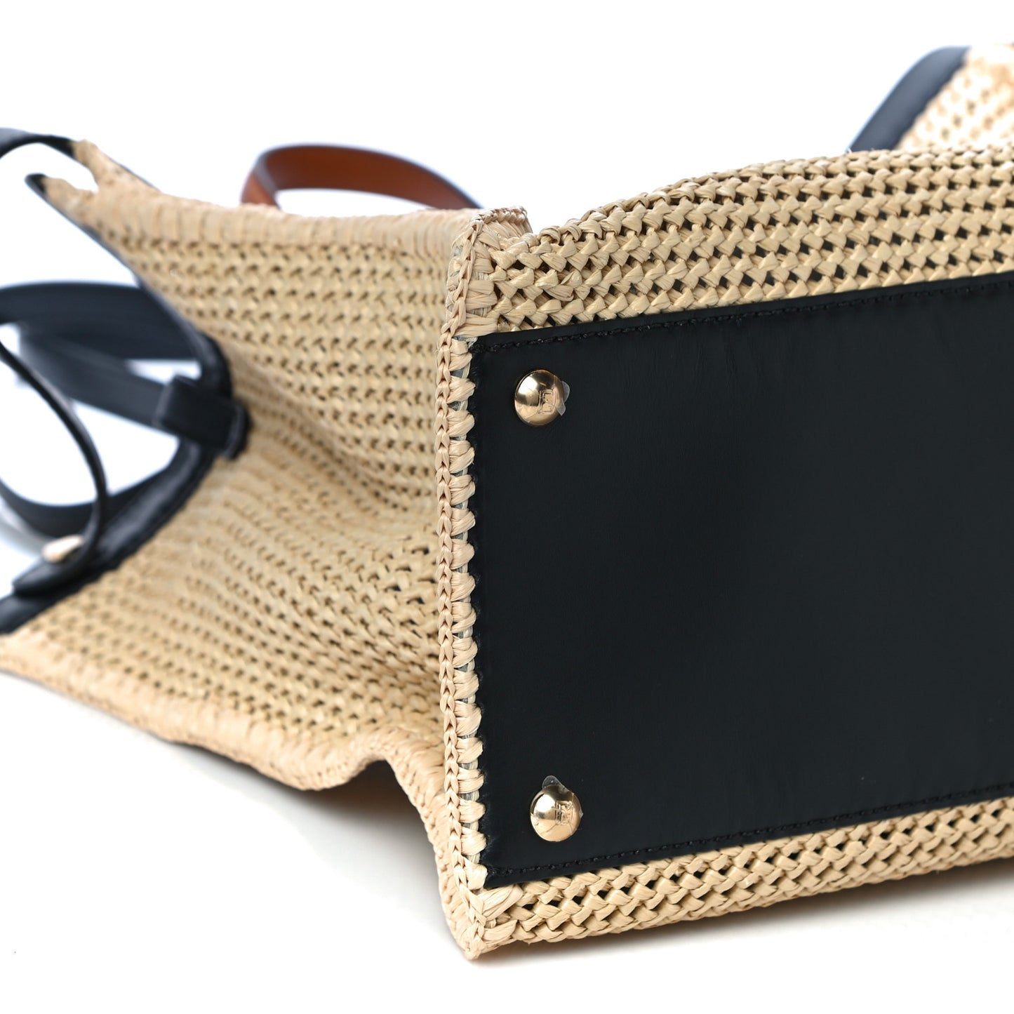 Raffia Vitello King Macrame Mesh Large Peekaboo X-Tote Natural Black Cuoio