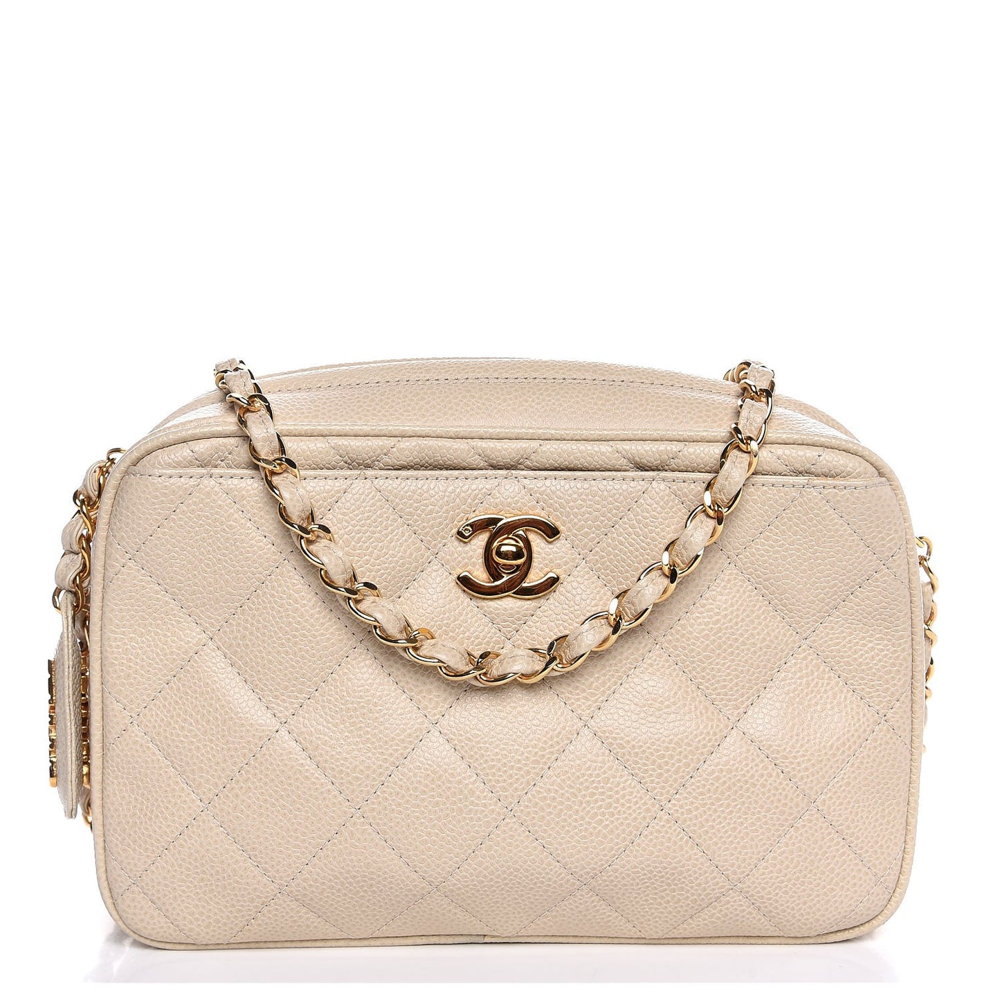Caviar Quilted Camera Case Beige Clair