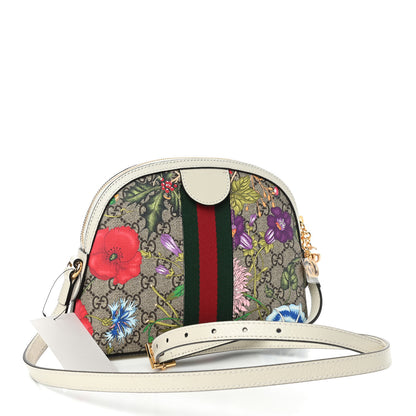 Gucci GG Supreme Monogram Flora Web GG Small Ophidia Dome Shoulder Bag White 3 of 9