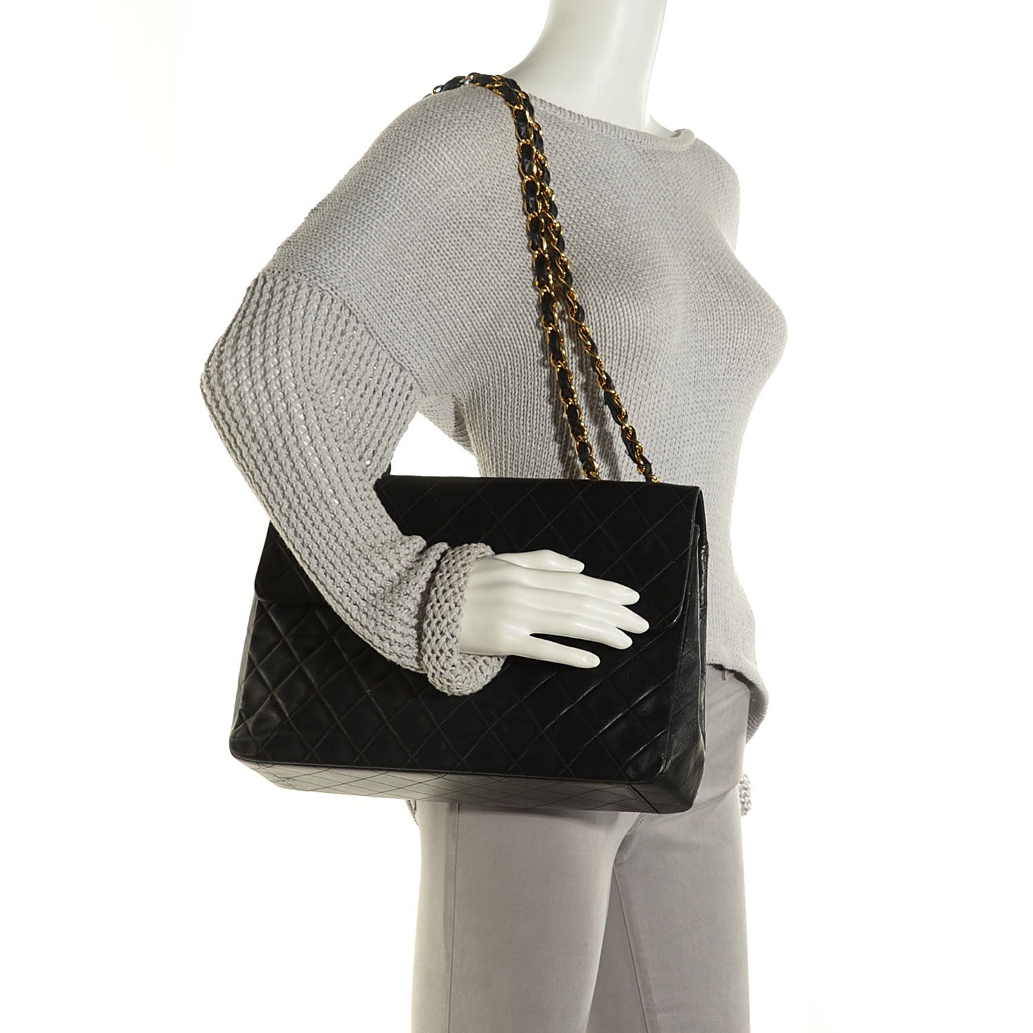 Chanel Lambskin Quilted XL Jumbo Flap Black 2 of 9