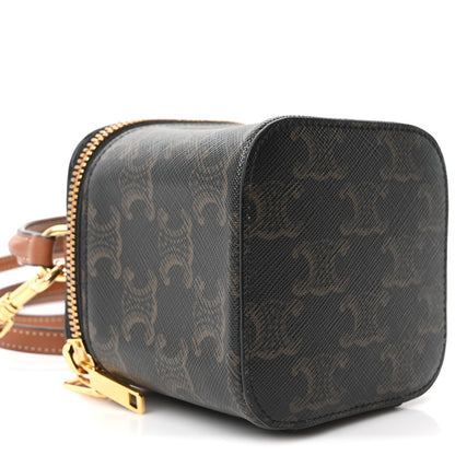 Celine Triomphe Canvas Calfskin Mini Vanity Case Tan 9 of 10
