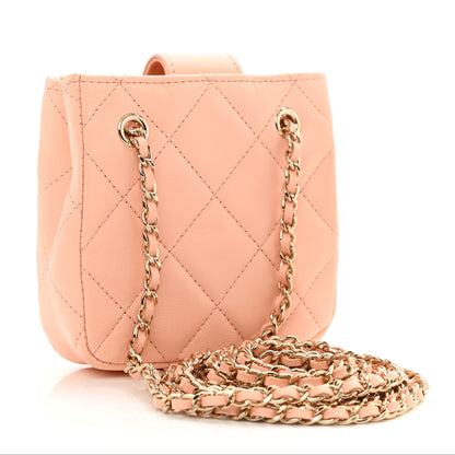 Chanel Lambskin Quilted Tiny Shopping Clutch With Chain Light Beige 3 of 8