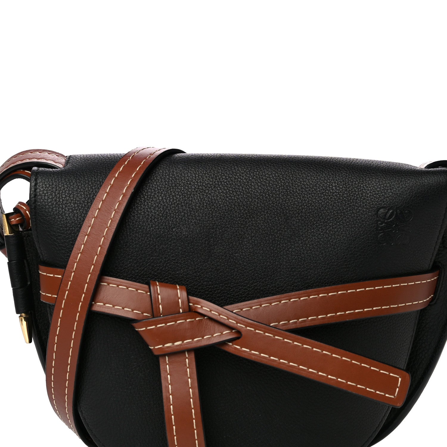 Loewe Grained Calfskin Small Gate Crossbody Bag Pecan Black 7 of 14
