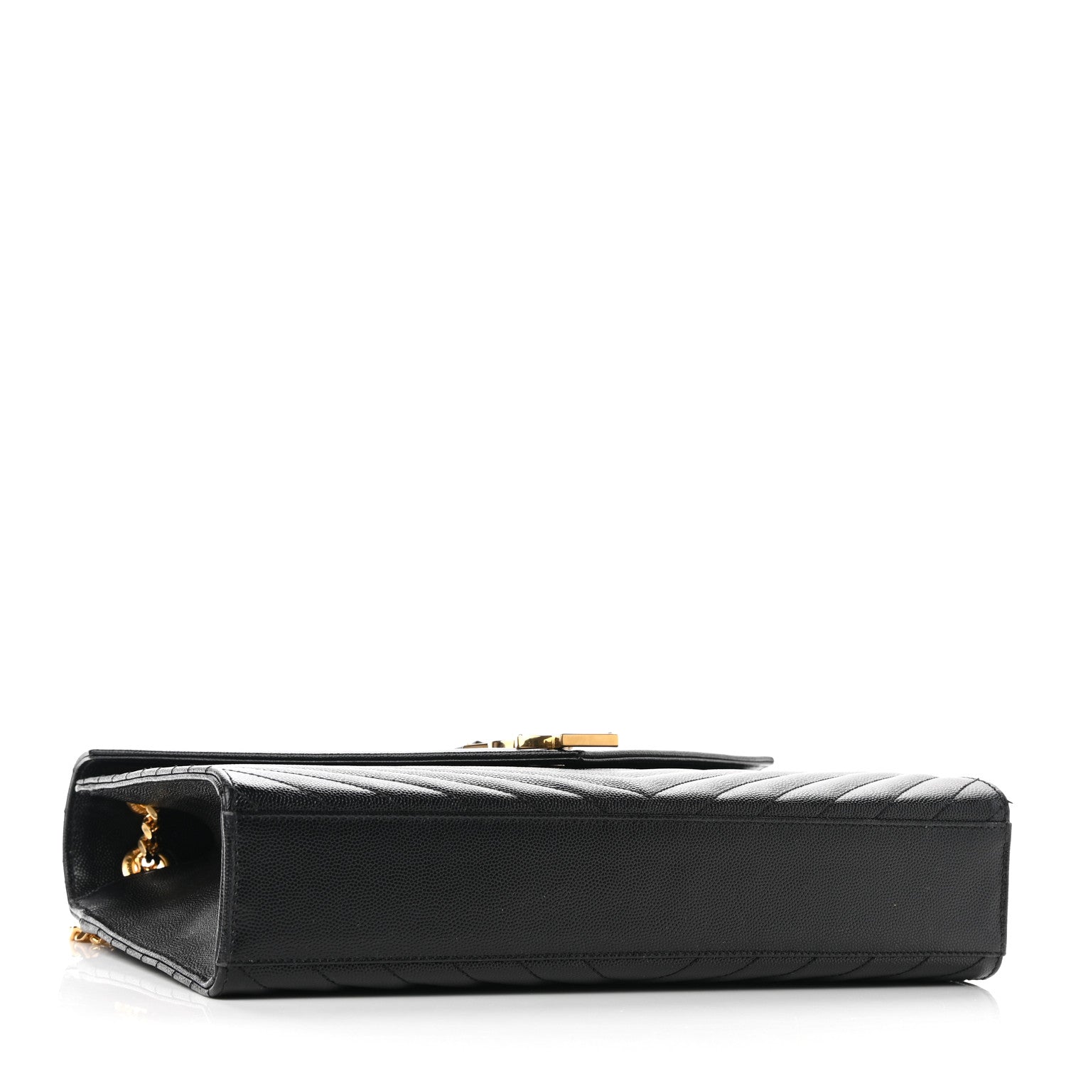 Saint Laurent Grain De Poudre Matelasse Chevron Large Monogram Satchel Black 4 of 9