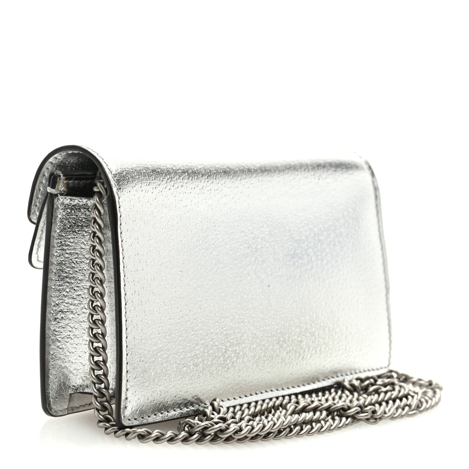 Gucci Metallic Calfskin Super Mini Dionysus Shoulder Bag Silver 2 of 9