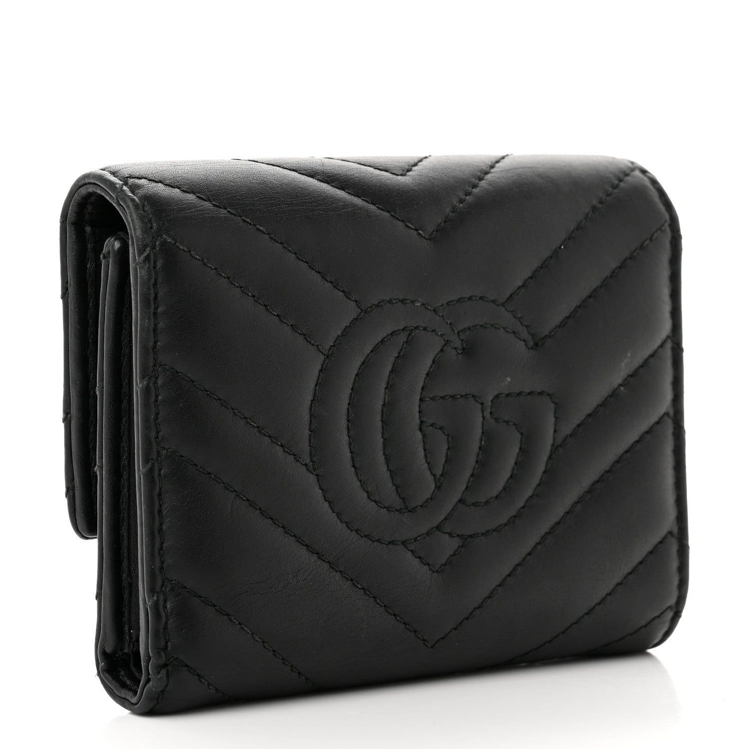 Gucci Calfskin Matelasse GG Marmont Wallet Black 3 of 9
