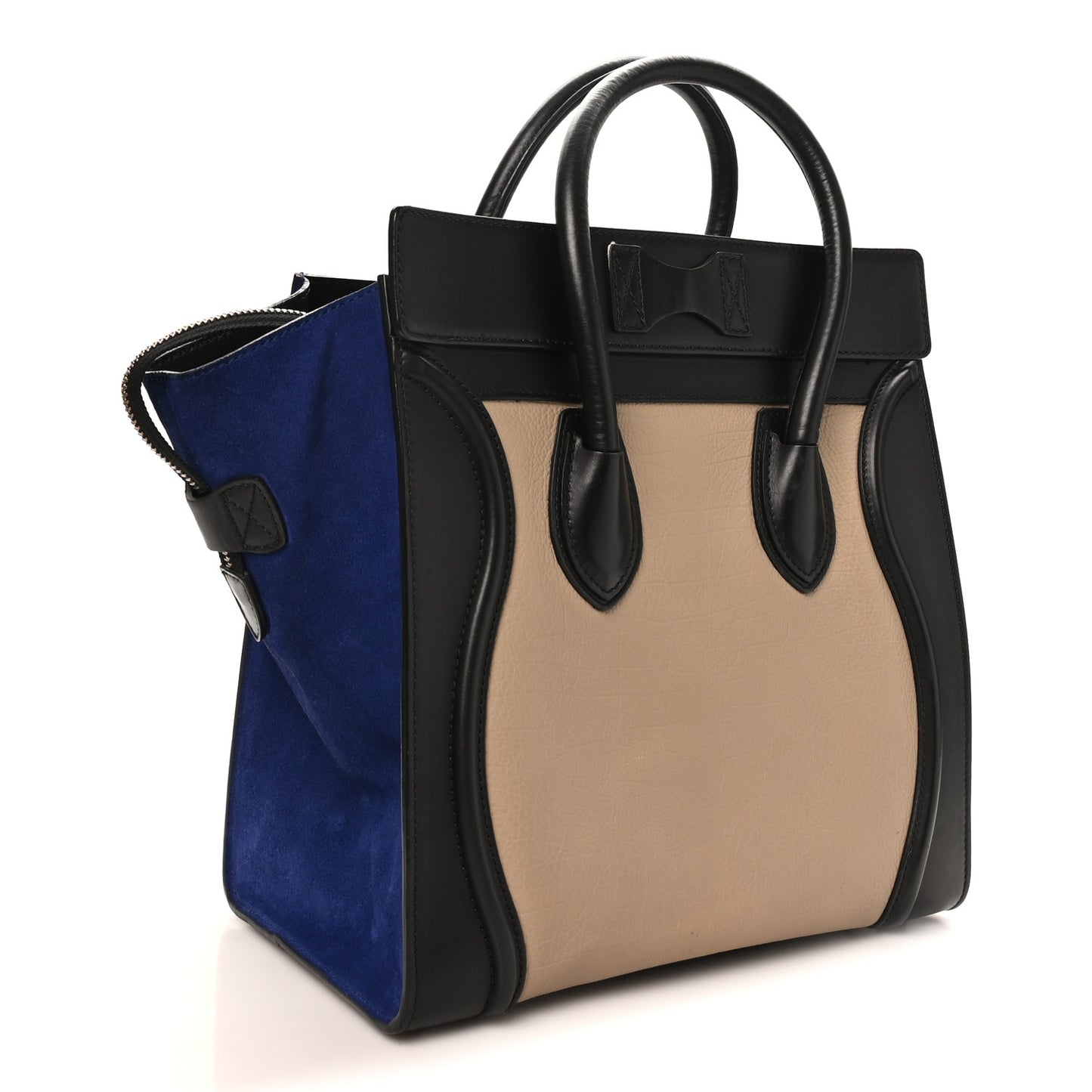 Elephant Calfskin Suede Mini Tri-Color Luggage Sand