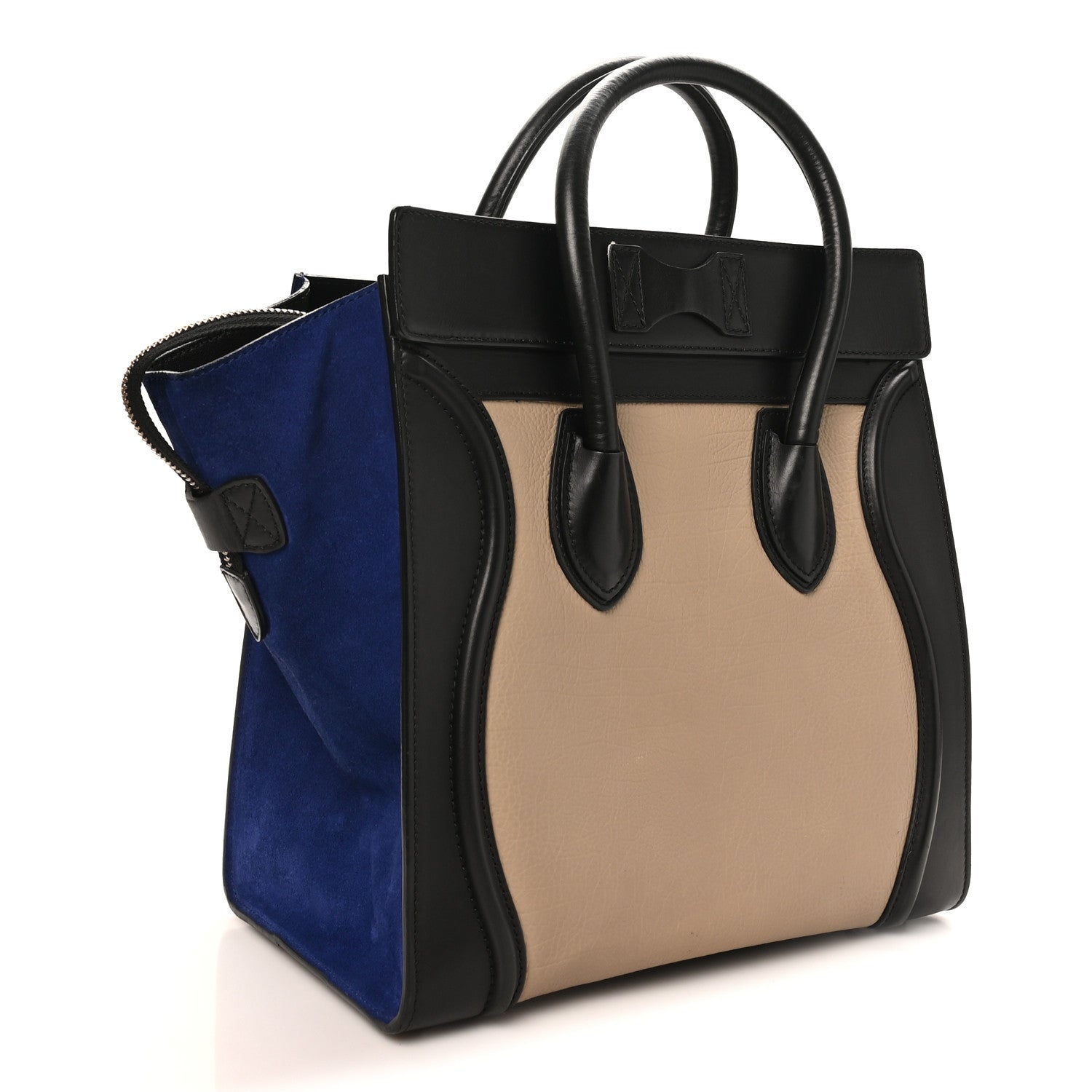 Celine Elephant Calfskin Suede Mini Tri-Color Luggage Sand 3 of 9