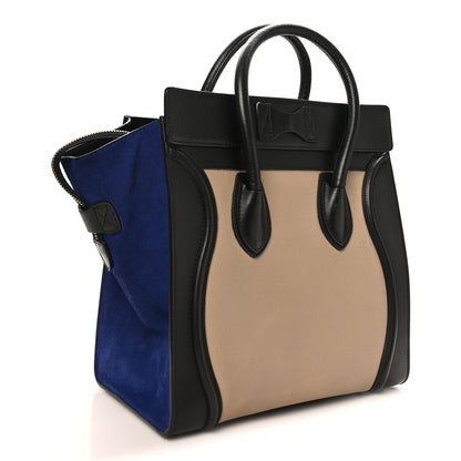 Celine Elephant Calfskin Suede Mini Tri-Color Luggage Sand 3 of 9