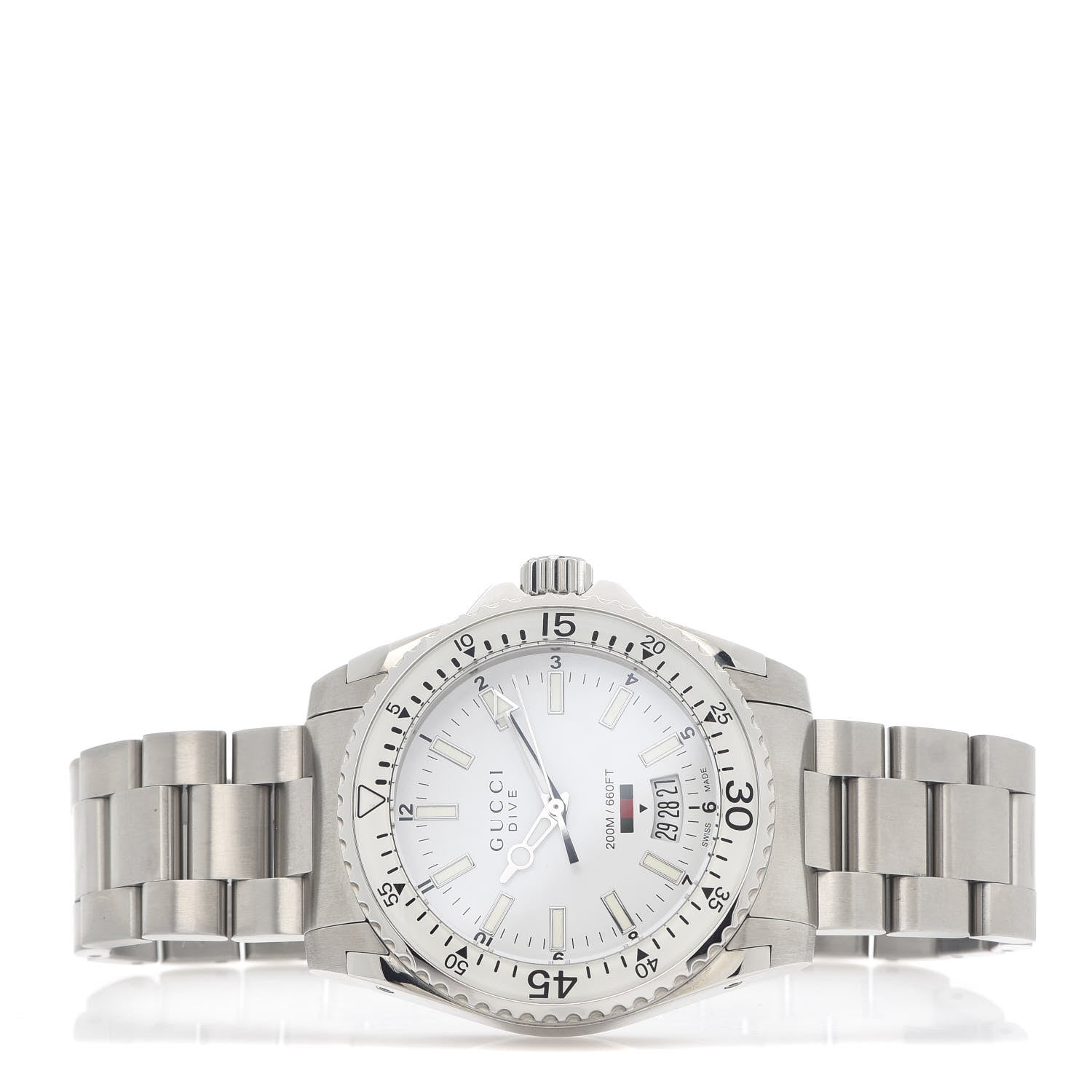 Gucci Stainless Steel 40mm Dive Quartz Watch White 3 of 5