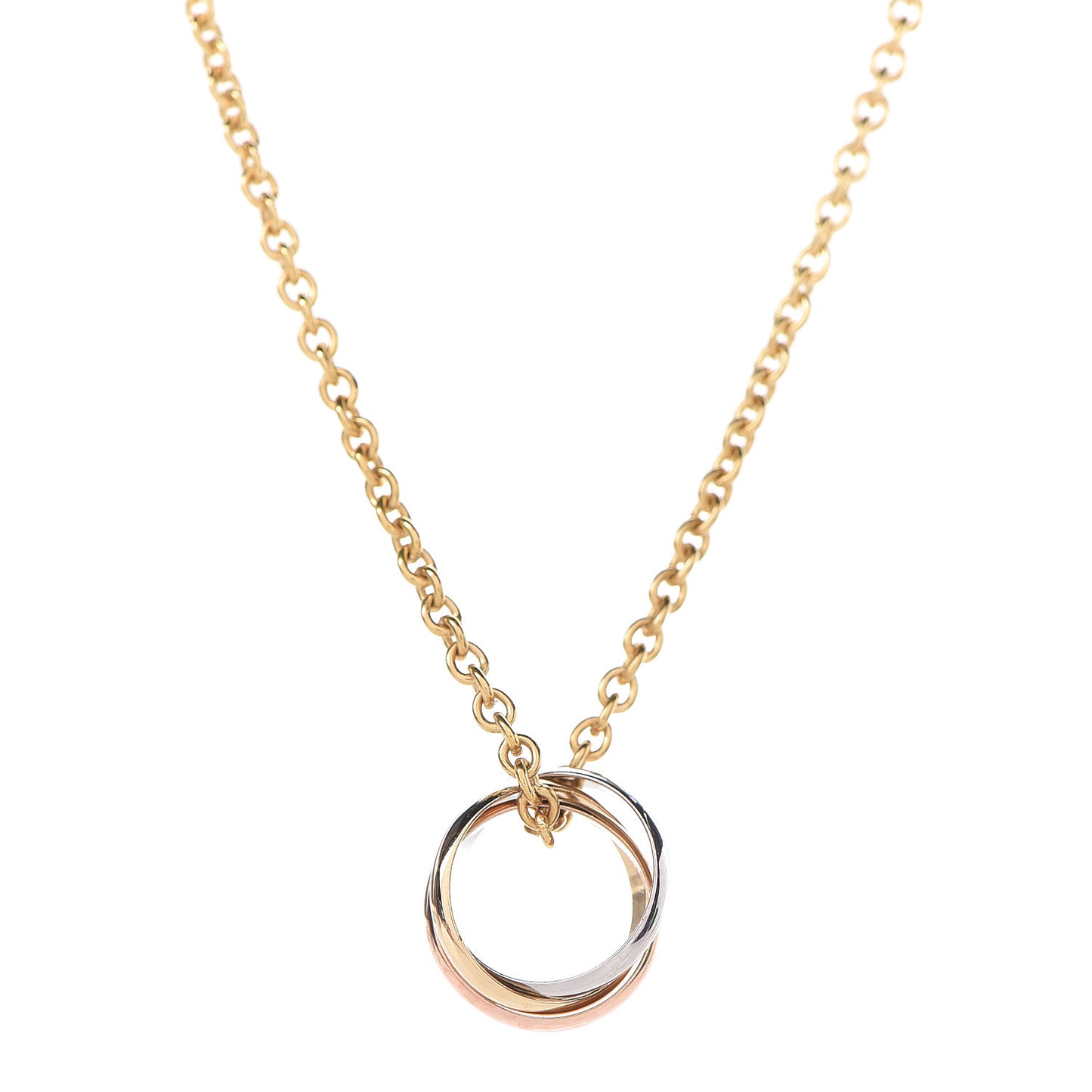 18K Pink Yellow White Gold Baby Trinity Pendant Necklace