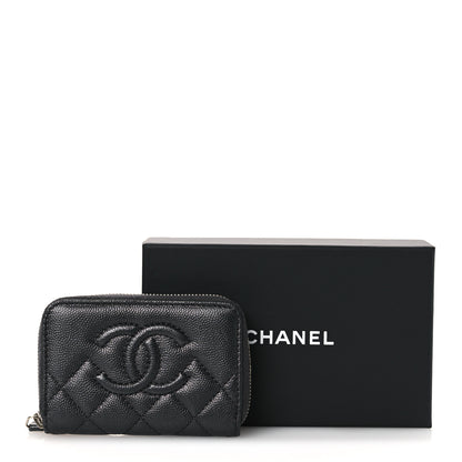 Chanel Metallic Caviar Quilted CC Zip Around Coin Purse Wallet Dark Grey 8 of 8