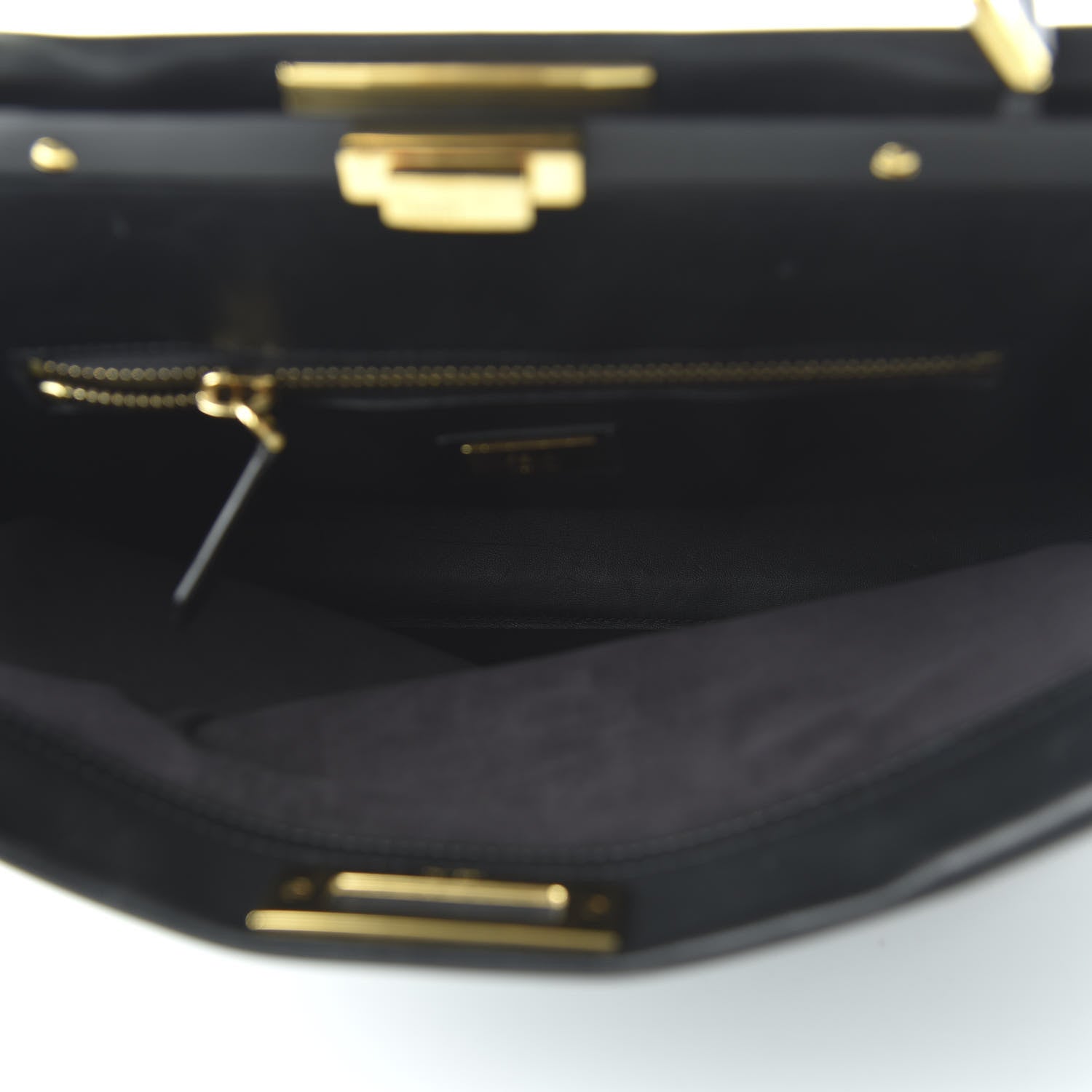 Fendi Vitello Seta Shiny Nappa Large Peekaboo Iconic Satchel Black 5 of 9