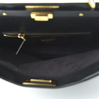 Fendi Vitello Seta Shiny Nappa Large Peekaboo Iconic Satchel Black 5 of 9