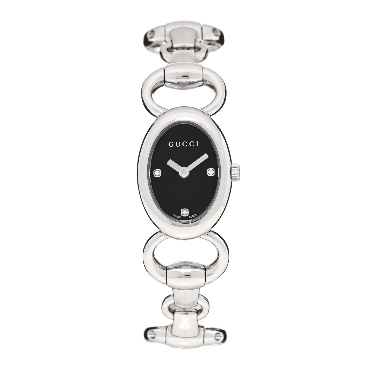 Gucci Stainless Steel Diamond 20mm Tornabuoni Quartz Watch Black 1 of 4