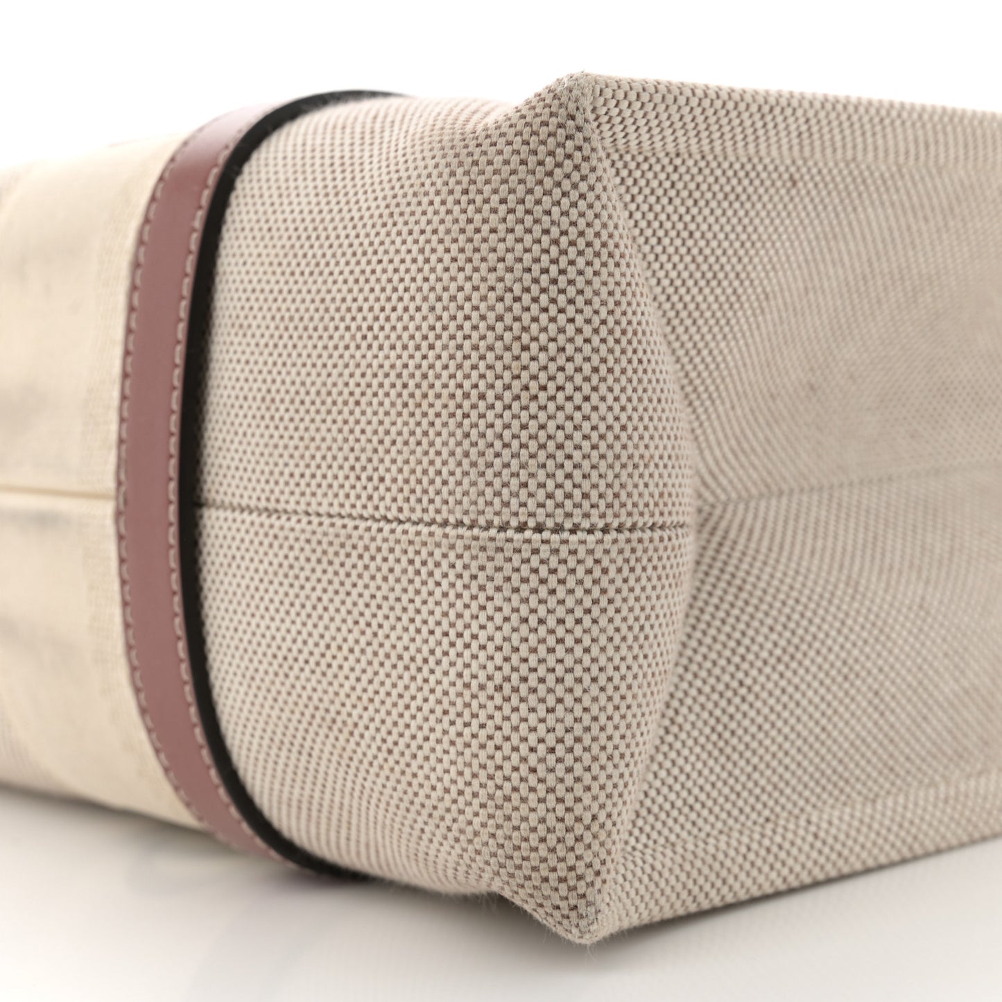 Linen Calfskin Medium Woody Ribbon Tote White Brown